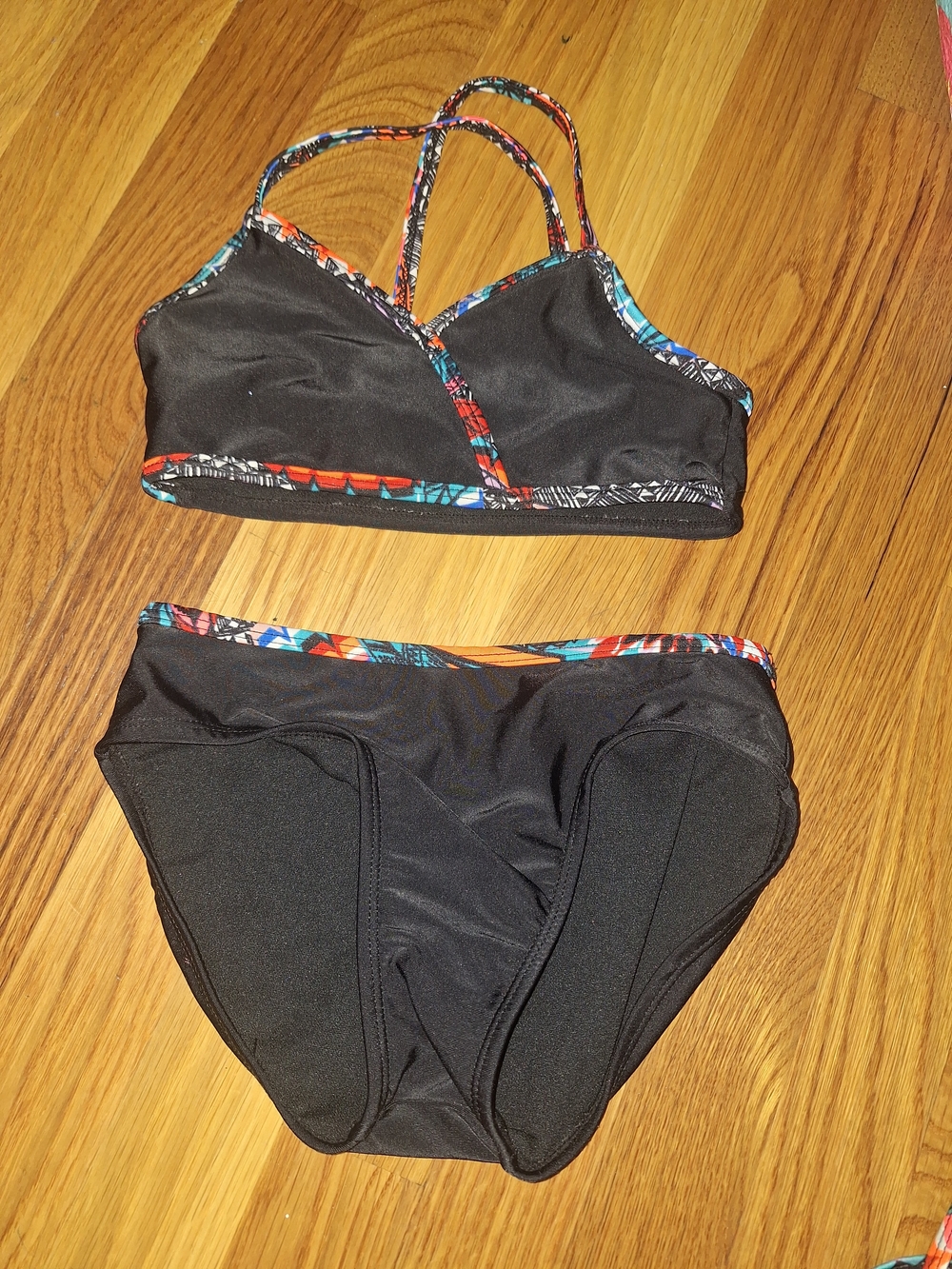 art class Black Bikini Top with Multicolor Trim